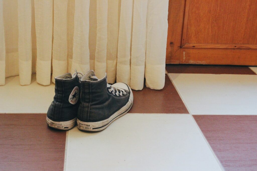 a pair of shoes on a box